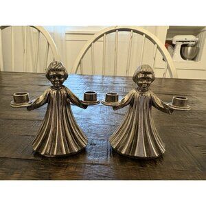 Vintage Metal Christmas Choir Candle Holder Made in Italy 3.5” Pair Of 2